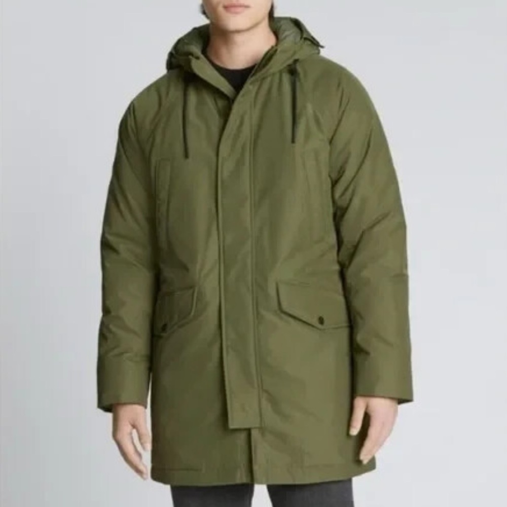 Everlane The ReNew Long Parka Coat Men XL Moss Primaloft Relaxed